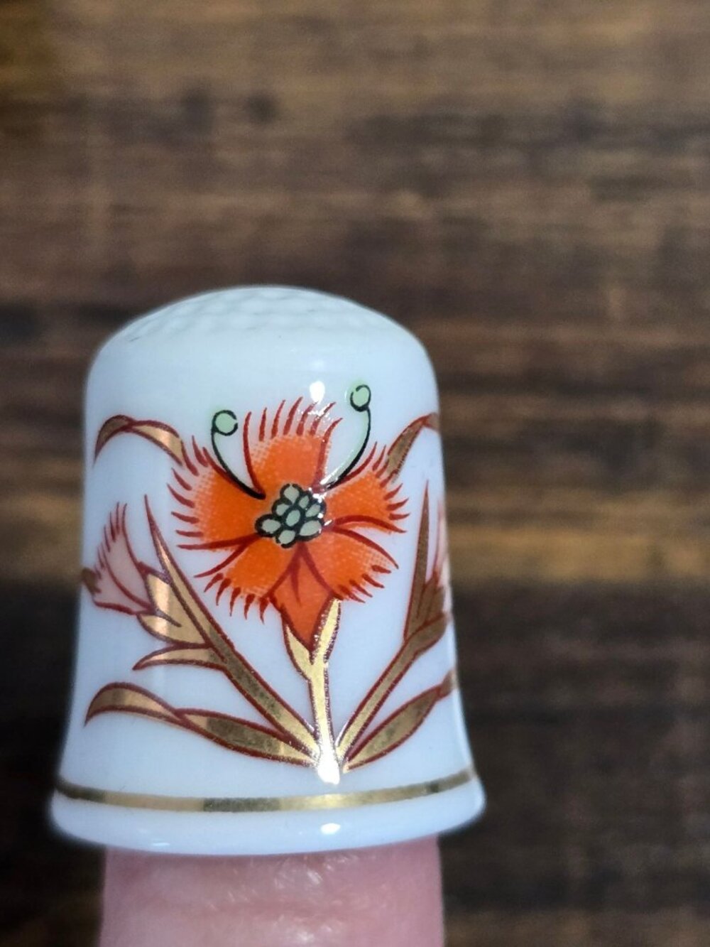 Thimble Collectors Club Porcelain Set 3 Arctic Animals Floral Gold Orange Flower - Picture 14 of 16